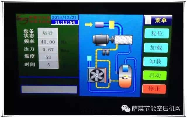 薩(sà)震永磁(cí)變頻空壓(yā)機(jī)運(yùn)行麵(miàn)板